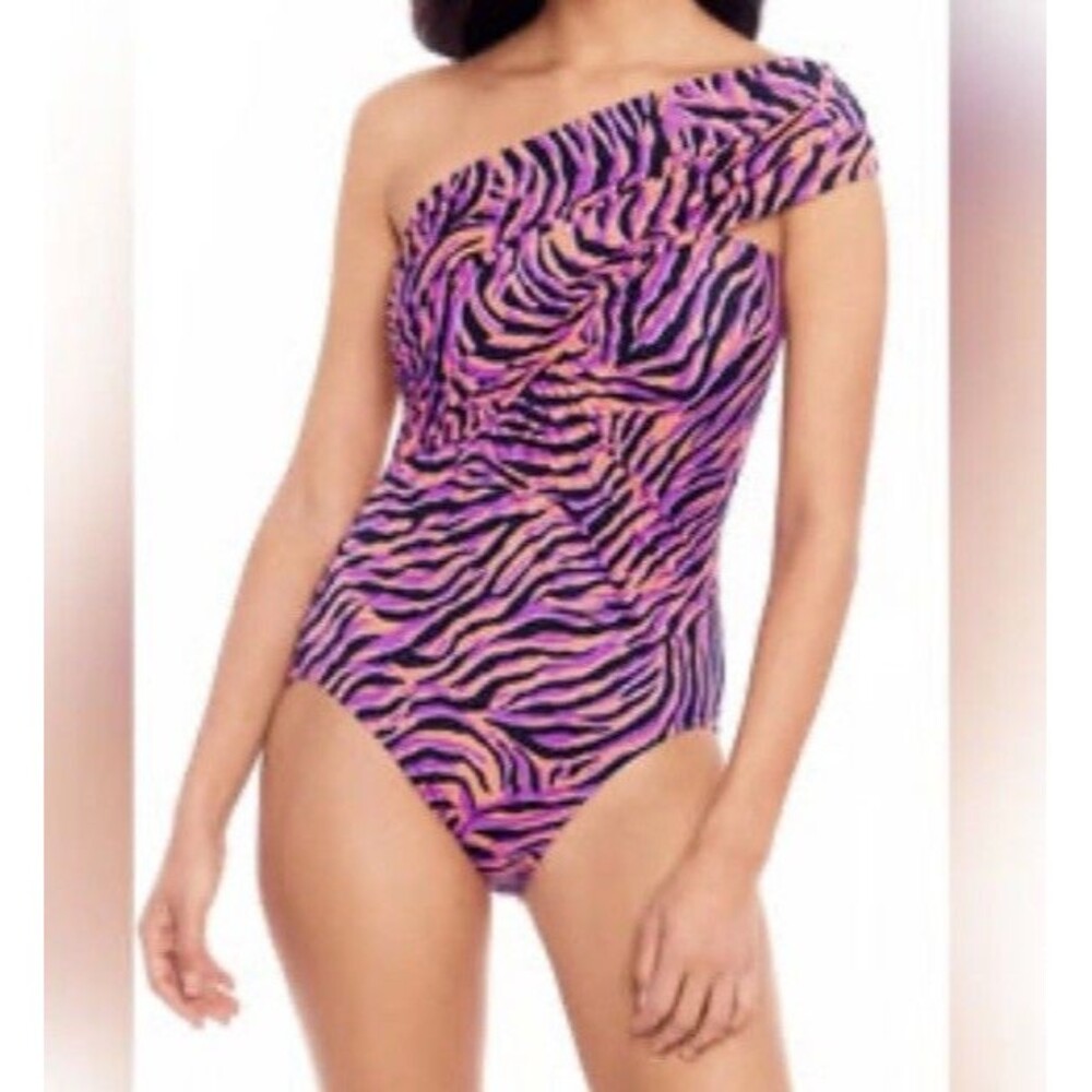 Magicsuit Womens Shoulder One Piece Swimsuit Size 8 Pink Orange Slimming